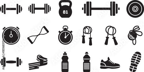 Fitness icons for workout and exercise routines