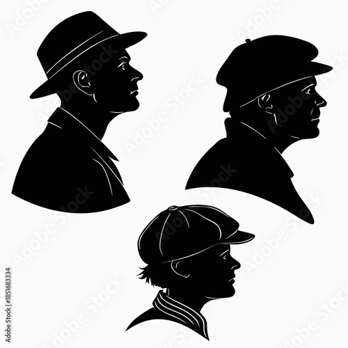 Silhouettes of individuals in hats