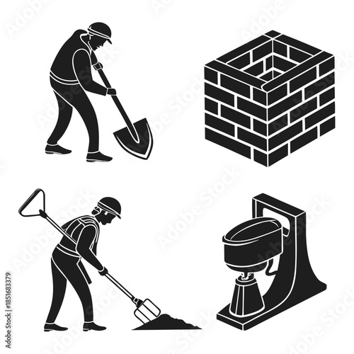 Construction and plumbing icons