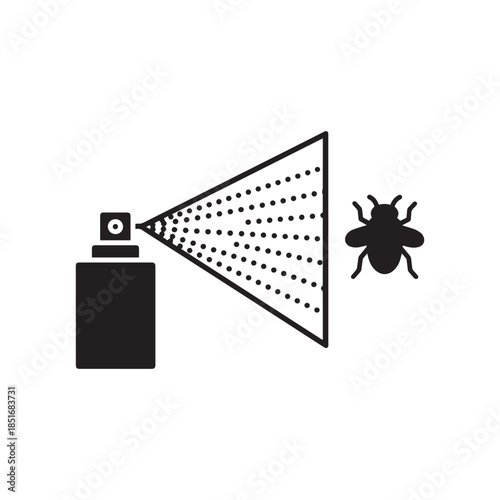 Insecticide spray can icon targeting a fly, symbolizing effective pest control and extermination