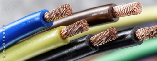 The wires close up showing multicolored electrical cables with exposed copper conductors