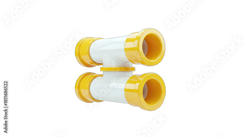 Wallpaper Mural Yellow and White Plumbing T-Joint Isolated on White Background Torontodigital.ca