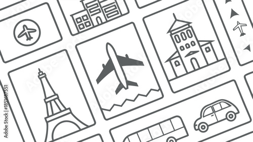 Travel and Vacation Outline Line Icon Set Collection