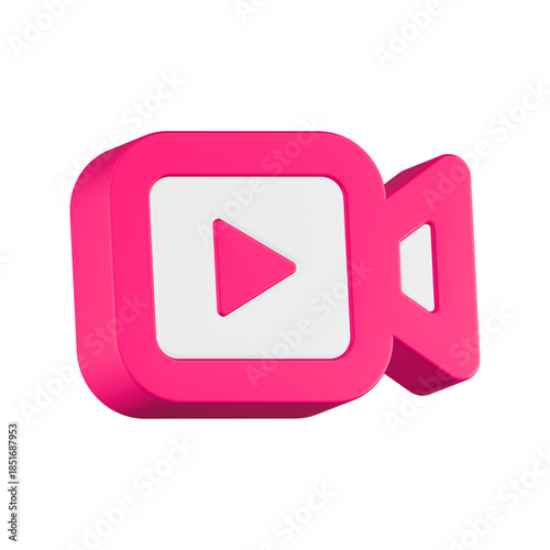 play camera icon 3d pink color