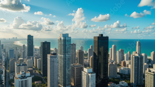 Panama City Skyline – Modern Architectural Panorama with Coastal Landscape for Travel Blogs, Urban Design, and Cultural Presentations