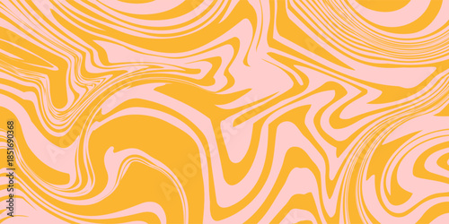 Abstract background seamless pattern with colorful waves. Trendy vector illustration in retro psychedelic style