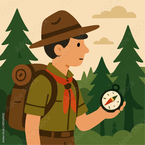 Scout Compass Navigation Illustration


