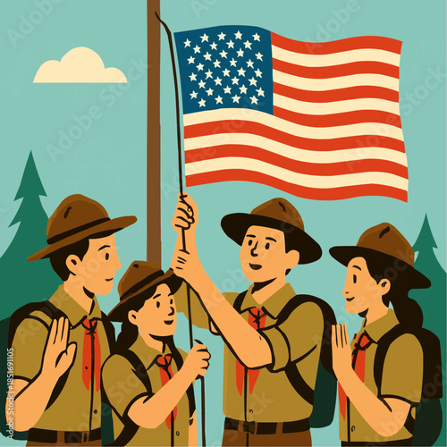 Scout Flag Ceremony Illustration

