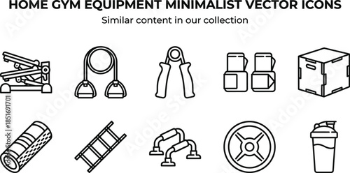 Home Gym Equipment Minimalist Vector Icons Set