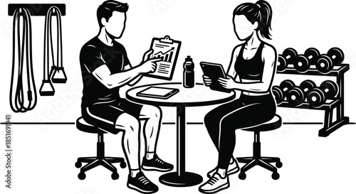 Personal Trainer Consultation Vector Illustration for Fitness Coaching