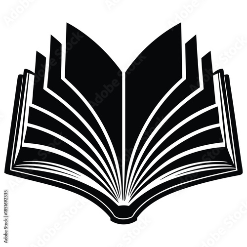 A black and white image of a book with a white background
