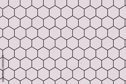 Pale Pink Hexagonal Tile Pattern with Black Lines