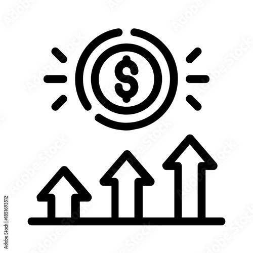 Financial growth concept with coins and plant sprouting upwards. Suitable for business presentations, finance blogs, stock market articles, and investment themes.
