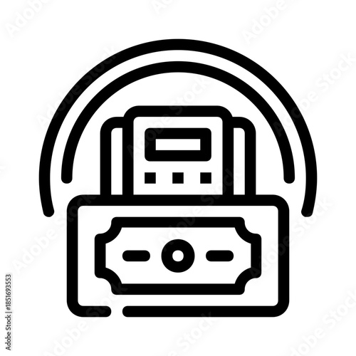 Dollar bill secured with digital sensor. Suitable for financial security concepts in presentations, articles, and design projects.
