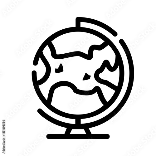 Geographical globe on stand showcasing continents and oceans, suitable for educational materials, travel blogs, and worldrelated designs.
