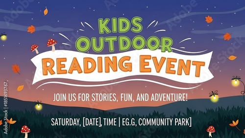 Kids Outdoor Reading Event Poster Template.