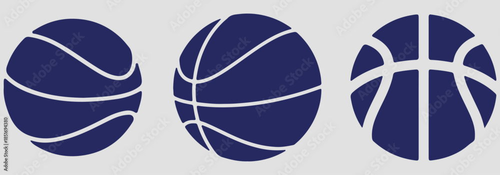 Obraz premium basketball icon set vector on white background. sports, icon, graphic, design, vector, illustration, simple, orange, black, white, outline, solid, logo, website, social media, printable, symbol