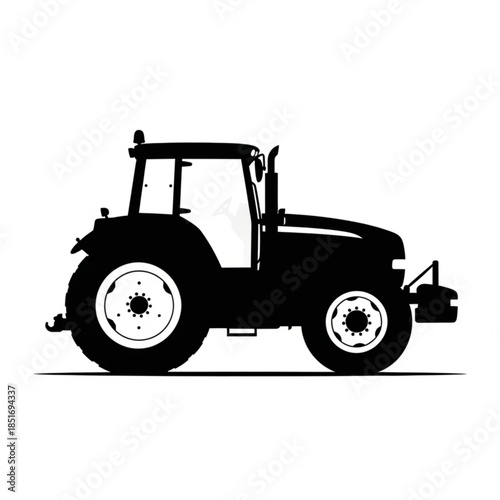 Black silhouette of a tractor with clear details