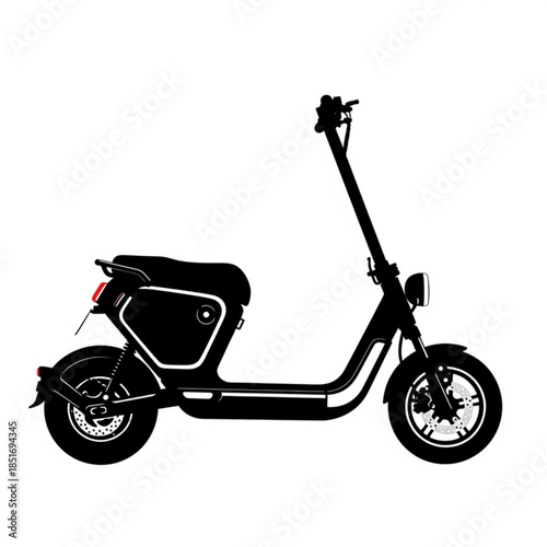 Black silhouette of a modern electric scooter with a tall handlebar