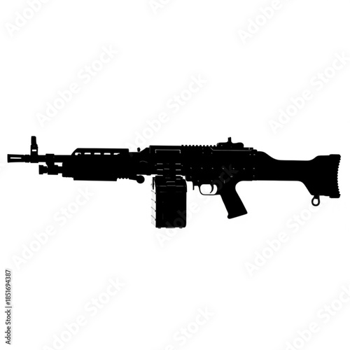 Silhouette of a black rifle on a for design elements