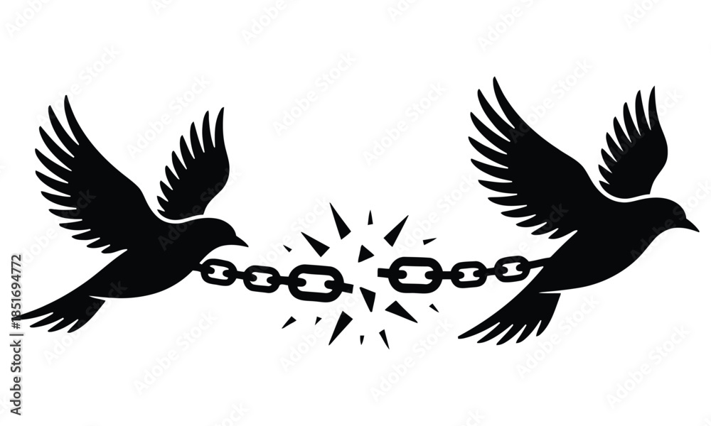 Obraz premium Flying bird silhouette vector illustration