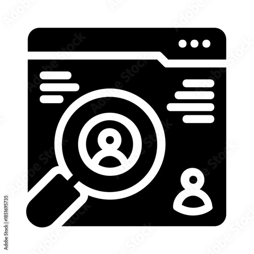 Website icon depicting job search and profile, perfect for career websites, recruitment platforms, job boards, and professional networking sites.
