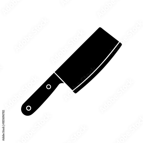 Meat Chopping Knife Icon for Cutting Food on White Background.