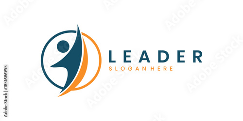 Abstract leadership logo design with human figure