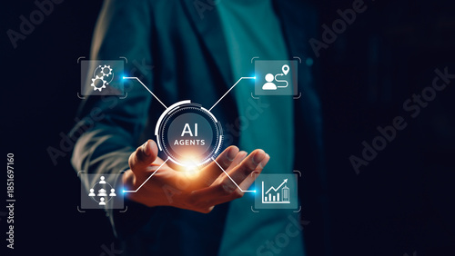 Schilderij op canvas AI Agent Ecosystem Framework Enterprise Automation Intelligent Business Integrat