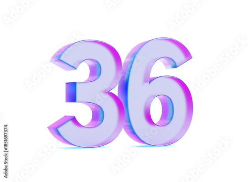 Fotografie Purple Digit 36 or Thirty Six isolated on white background