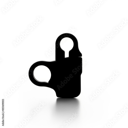Black plastic clip with two holes for hanging or attachment