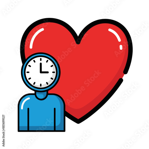 Heart and Clock Time Awareness Illustration