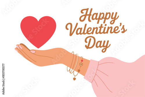 A hand holding a heart shape on valentines day