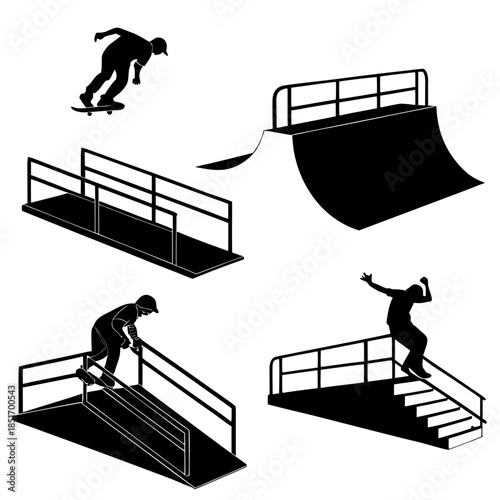 Skateboarding tricks and ramps