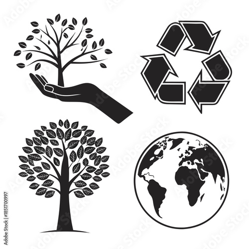 Sustainability and environmental conservation icons