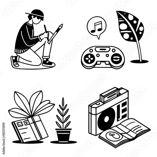 Illustrations of modern and vintage interests