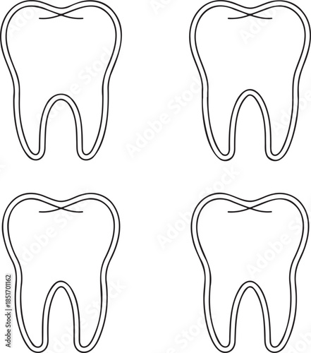 Set of Teeth bags Outline vector illustration isolated On Transparent Background