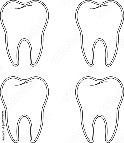 Set of Teeth bags Outline vector illustration isolated On Transparent Background