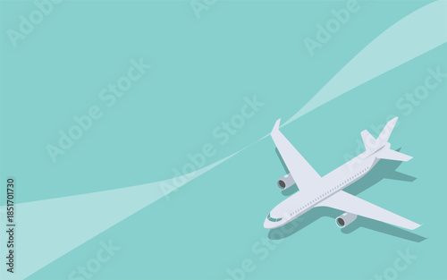 Airplane flying high in the clear blue sky