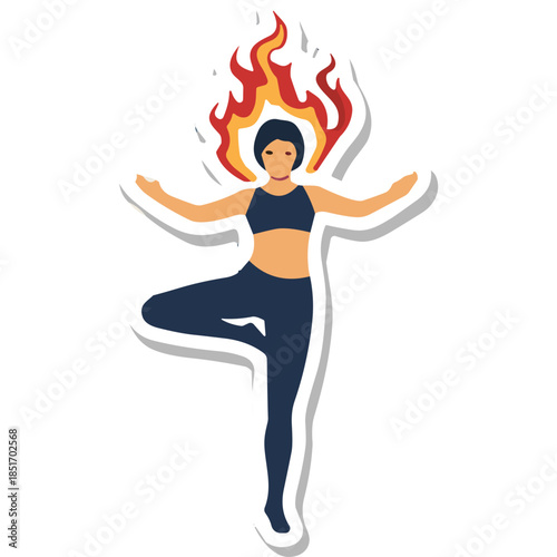 Woman in Tree Pose with Fiery Hair