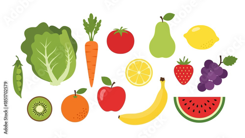 A colorful assortment of fresh fruits and vegetables, offering a healthy and vibrant selection for a balanced diet and lifestyle