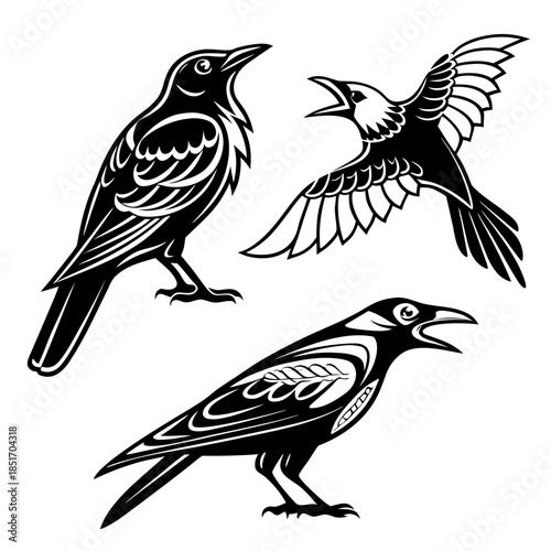 Stylized ravens illustration