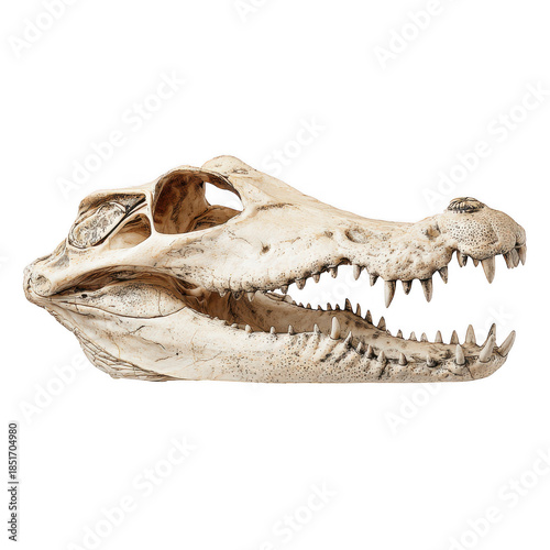 Crocodile skull display isolated on transparent background