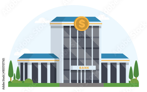 Flat Vector Illustration of Bank Concept – Clean Editable Modern Building Design