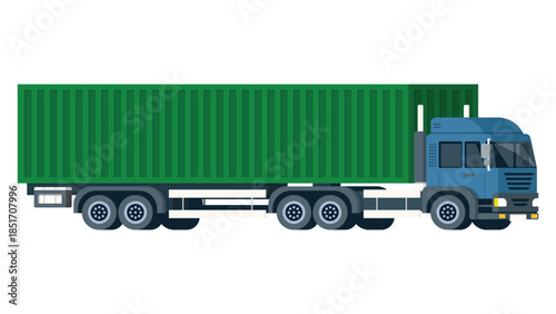 Container Truck Vector Illustration – Heavy Freight Transport Vehicle