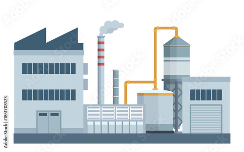 Heavy Industry Plant with Storage Tanks and Smoke Chimneys