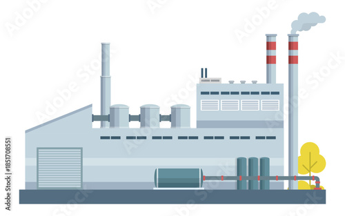 Manufacturing Facility and Industrial Equipment Illustration – Vector Design