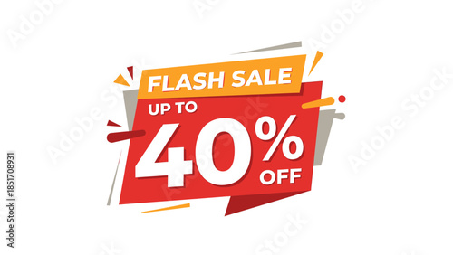 Flash Sale up to 40% off promotional banner graphic design element for marketing and e-commerce discounts.