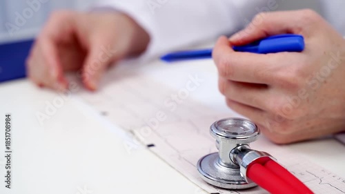 Doctor with stethoscope at table