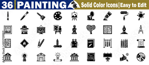 Painting solid color icons is easy to edit on a transparent background vector illustration.